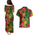 Hawaiian Reggae Couples Matching Puletasi and Hawaiian Shirt Tropical Plants and Tribal Kakau Tattoo-One Love Jawaiian