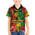 Hawaiian Reggae Family Matching Off The Shoulder Long Sleeve Dress and Hawaiian Shirt Tropical Plants and Tribal Kakau Tattoo-One Love Jawaiian