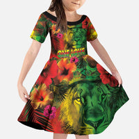 Hawaiian Reggae Family Matching Puletasi and Hawaiian Shirt Tropical Plants and Tribal Kakau Tattoo-One Love Jawaiian