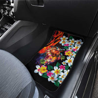 Hawaiian Lei Day Car Mats Colorful Plumeria and Volcanic Turtle with Abstract Lava Texture