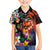 Hawaiian Lei Day Family Matching Off The Shoulder Long Sleeve Dress and Hawaiian Shirt Colorful Plumeria and Volcanic Turtle with Abstract Lava Texture