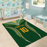 Custom Cook Islands Rugby League Area Rug Tatau Tribal Pattern-Special Edition Green Color
