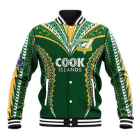 Custom Cook Islands Rugby League Baseball Jacket Tatau Tribal Pattern-Special Edition Green Color