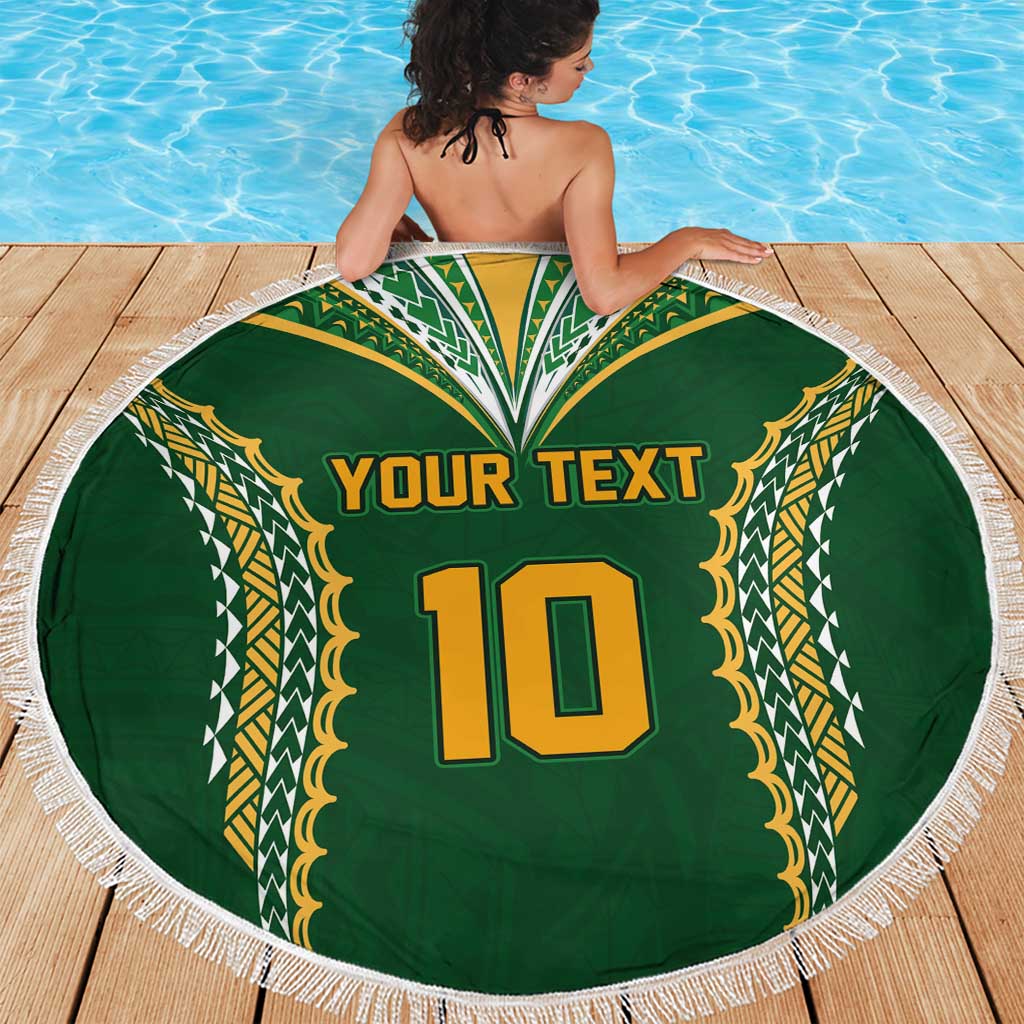 Custom Cook Islands Rugby League Beach Blanket Tatau Tribal Pattern-Special Edition Green Color