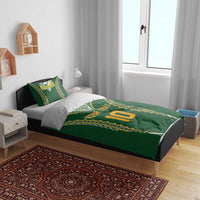 Custom Cook Islands Rugby League Bedding Set Tatau Tribal Pattern-Special Edition Green Color