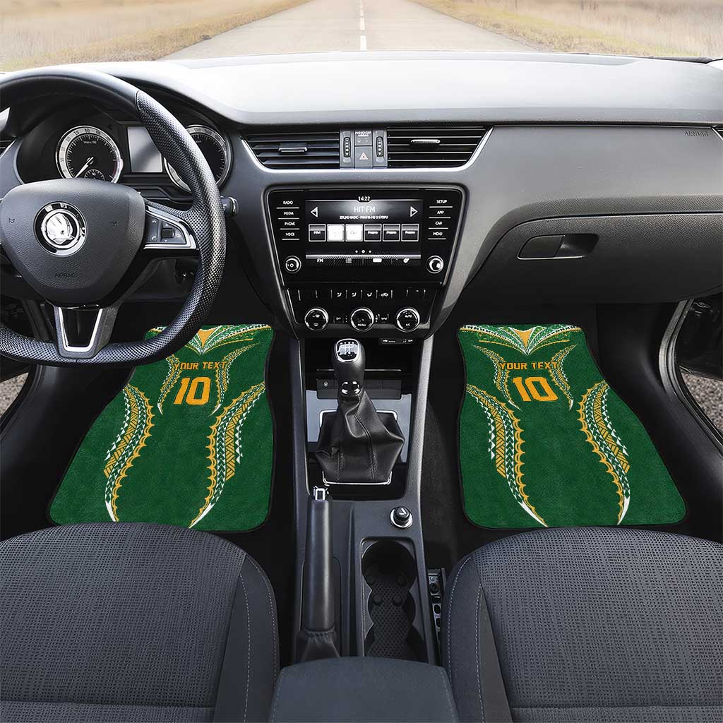 Custom Cook Islands Rugby League Car Mats Tatau Tribal Pattern-Special Edition Green Color