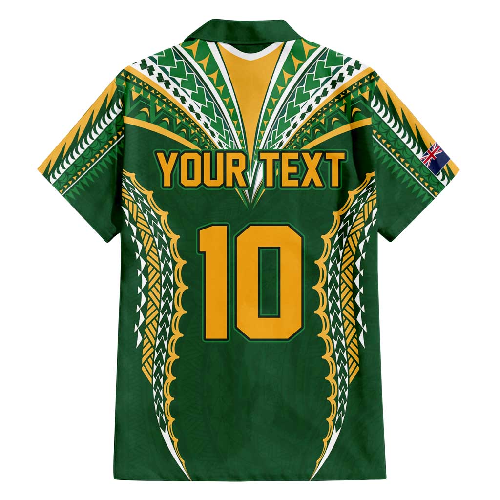 Custom Cook Islands Rugby League Family Matching Puletasi and Hawaiian Shirt Tatau Tribal Pattern-Special Edition Green Color