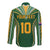 Custom Cook Islands Rugby League Long Sleeve Button Shirt Tatau Tribal Pattern-Special Edition Green Color