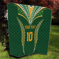 Custom Cook Islands Rugby League Quilt Tatau Tribal Pattern-Special Edition Green Color