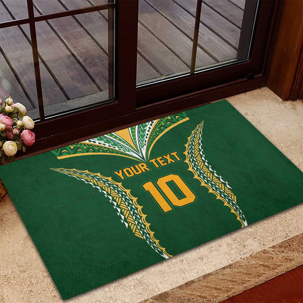 Custom Cook Islands Rugby League Rubber Doormat Tatau Tribal Pattern-Special Edition Green Color