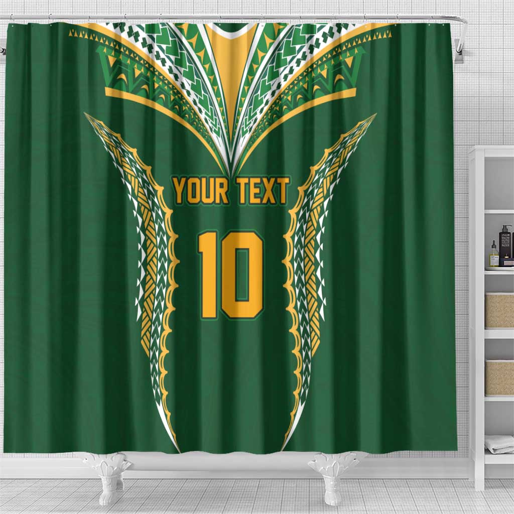 Custom Cook Islands Rugby League Shower Curtain Tatau Tribal Pattern-Special Edition Green Color