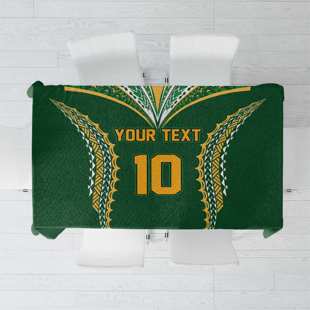 Custom Cook Islands Rugby League Tablecloth Tatau Tribal Pattern-Special Edition Green Color