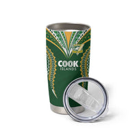 Custom Cook Island Rugby League 2025 Tumbler Cup Tatau Tribal Pattern-Special Edition Green Color