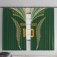 Custom Cook Islands Rugby League Window Curtain Tatau Tribal Pattern-Special Edition Green Color