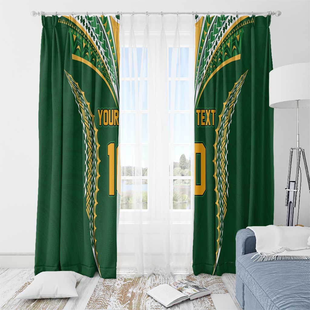 Custom Cook Islands Rugby League Window Curtain Tatau Tribal Pattern-Special Edition Green Color