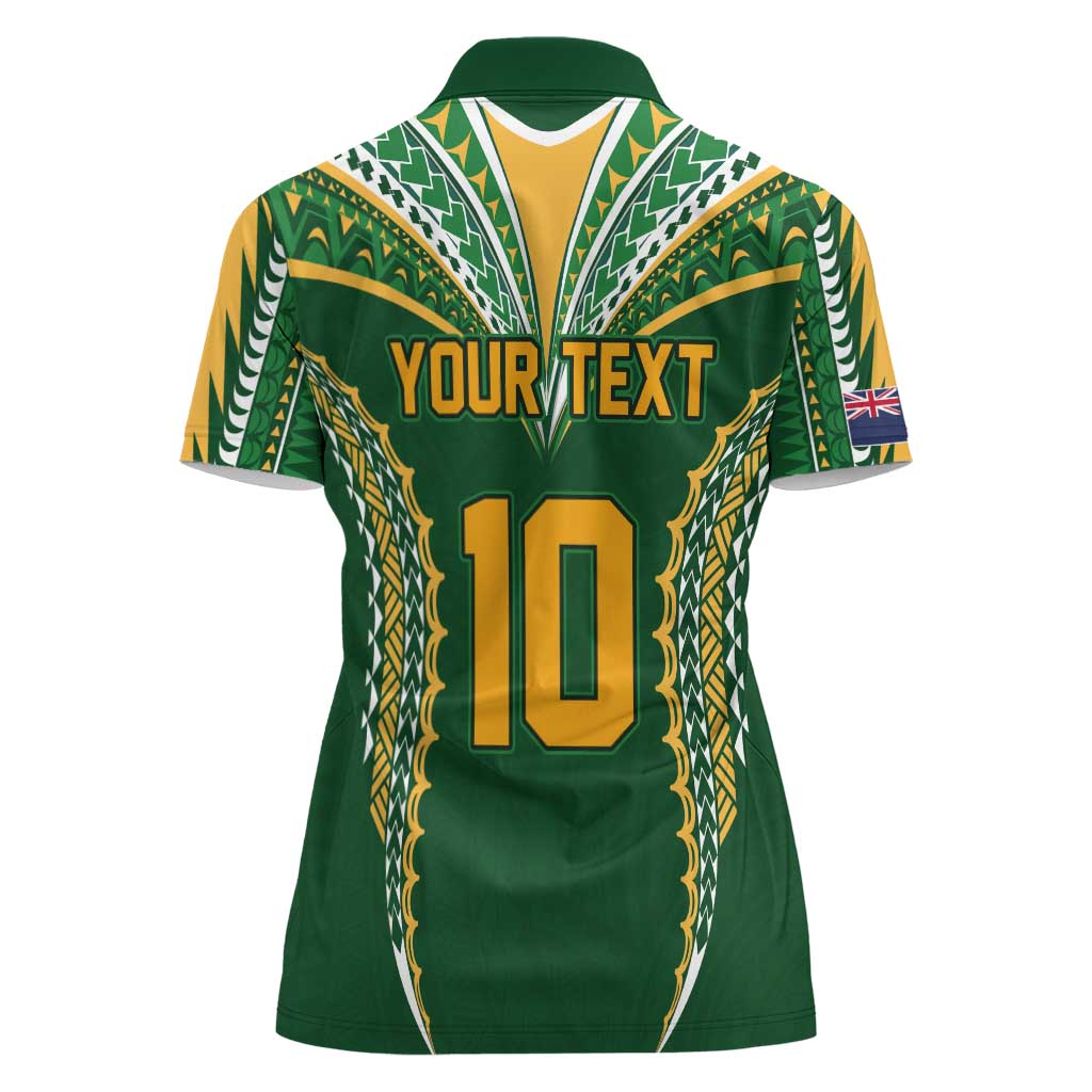 Custom Cook Islands Rugby League Women Polo Shirt Tatau Tribal Pattern-Special Edition Green Color