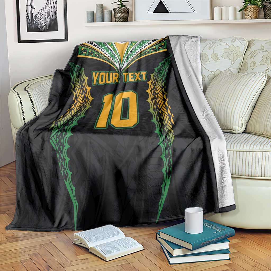 Custom Cook Islands Rugby League Blanket Tatau Tribal Pattern-Special Edition Black Color