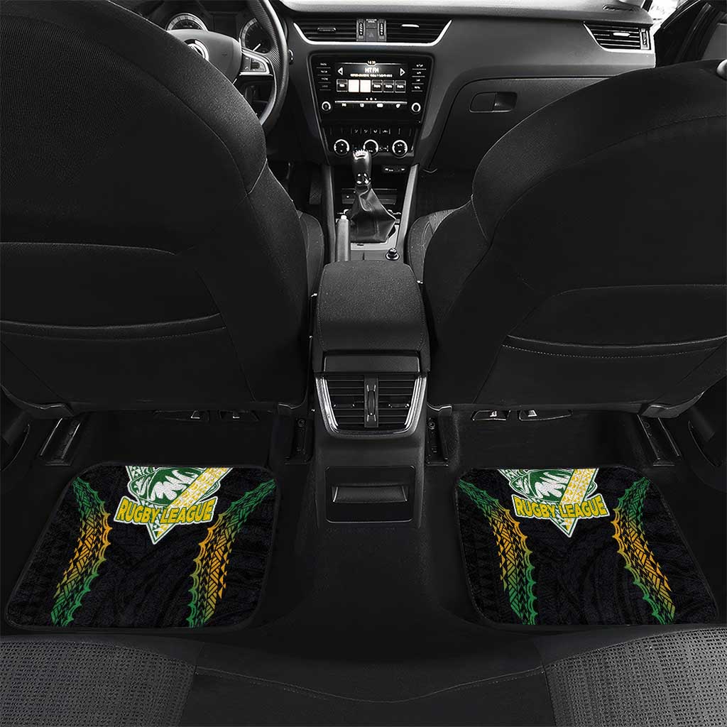 Custom Cook Islands Rugby League Car Mats Tatau Tribal Pattern-Special Edition Black Color