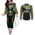 Custom Cook Islands Rugby League Couples Matching Off The Shoulder Long Sleeve Dress and Long Sleeve Button Shirt Tatau Tribal Pattern-Special Edition Black Color