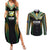 Custom Cook Islands Rugby League Couples Matching Summer Maxi Dress and Long Sleeve Button Shirt Tatau Tribal Pattern-Special Edition Black Color