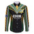 Custom Cook Islands Rugby League Family Matching Off The Shoulder Long Sleeve Dress and Hawaiian Shirt Tatau Tribal Pattern-Special Edition Black Color