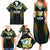 Custom Cook Islands Rugby League Family Matching Summer Maxi Dress and Hawaiian Shirt Tatau Tribal Pattern-Special Edition Black Color