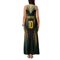 Custom Cook Islands Rugby League Family Matching Tank Maxi Dress and Hawaiian Shirt Tatau Tribal Pattern-Special Edition Black Color