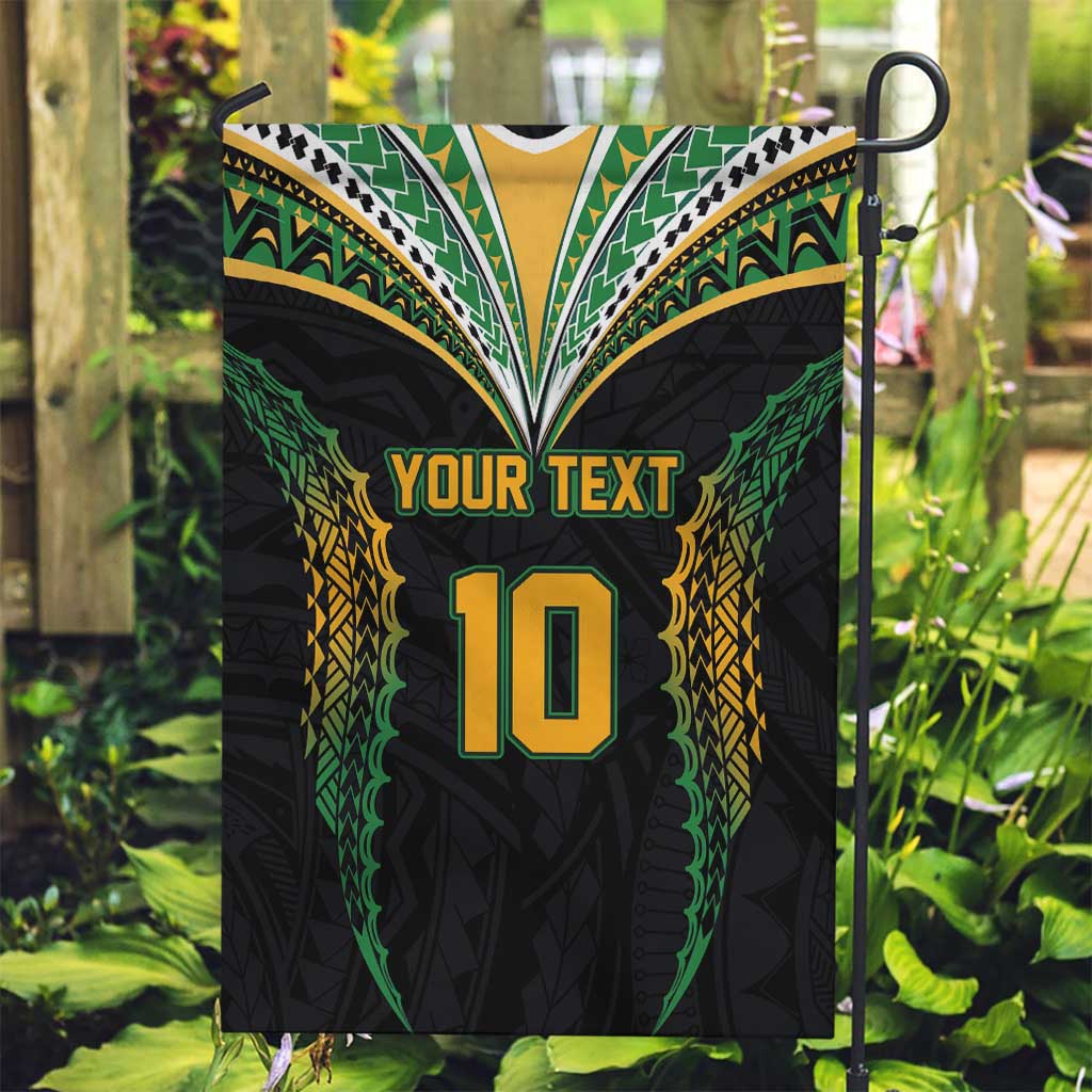 Custom Cook Islands Rugby League Garden Flag Tatau Tribal Pattern-Special Edition Black Color