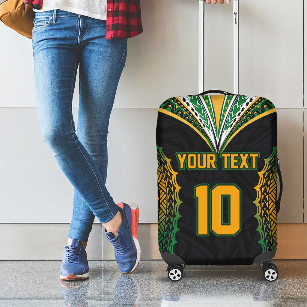 Custom Cook Islands Rugby League Luggage Cover Tatau Tribal Pattern-Special Edition Black Color