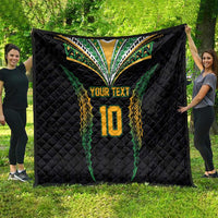 Custom Cook Islands Rugby League Quilt Tatau Tribal Pattern-Special Edition Black Color