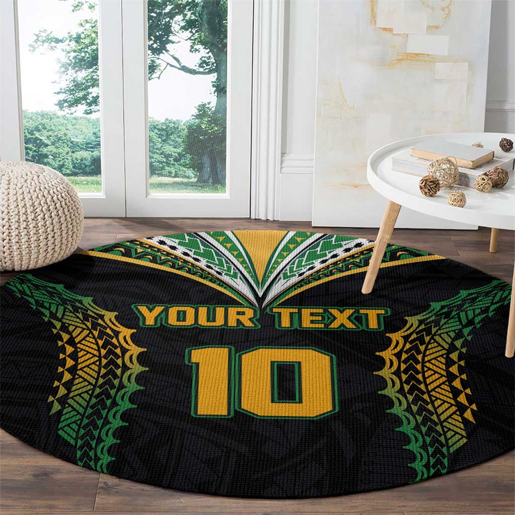 Custom Cook Islands Rugby League Round Carpet Tatau Tribal Pattern-Special Edition Black Color