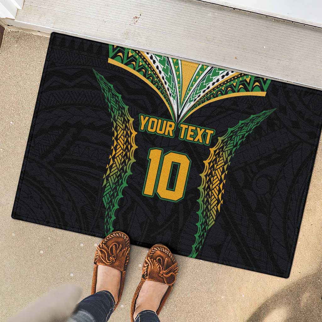 Custom Cook Islands Rugby League Rubber Doormat Tatau Tribal Pattern-Special Edition Black Color