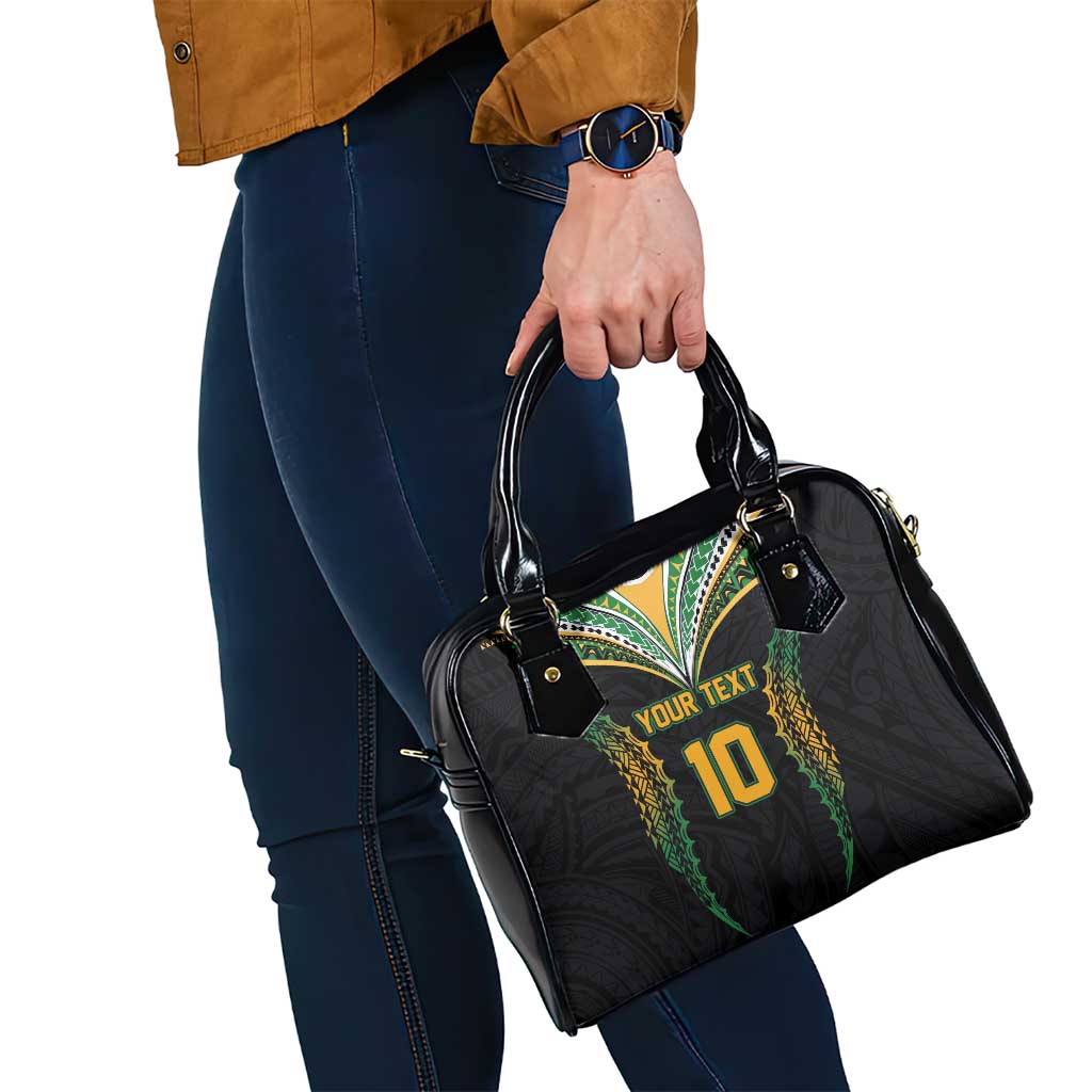 Custom Cook Islands Rugby League Shoulder Handbag Tatau Tribal Pattern-Special Edition Black Color