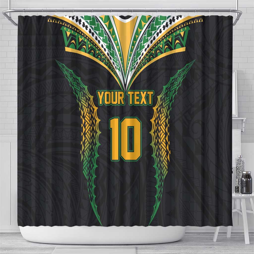 Custom Cook Islands Rugby League Shower Curtain Tatau Tribal Pattern-Special Edition Black Color