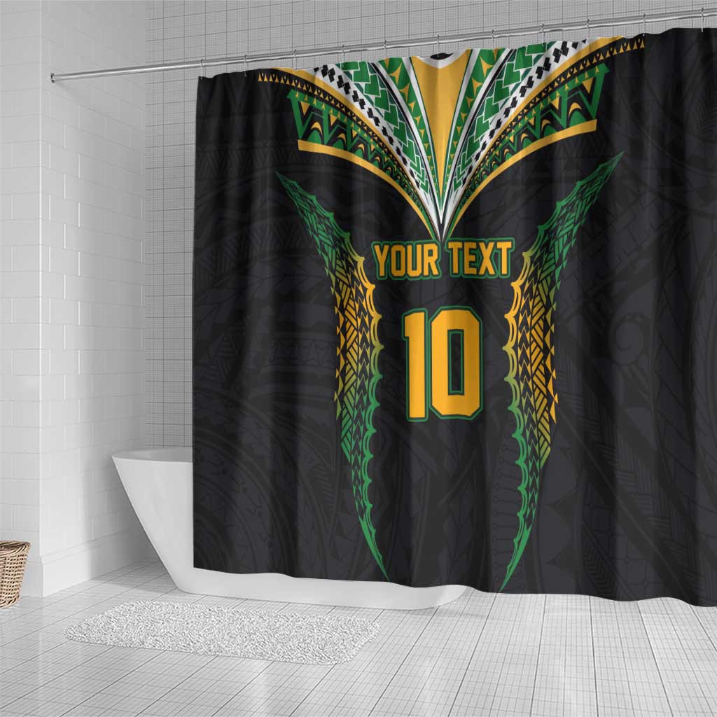 Custom Cook Islands Rugby League Shower Curtain Tatau Tribal Pattern-Special Edition Black Color