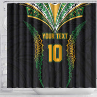 Custom Cook Islands Rugby League Shower Curtain Tatau Tribal Pattern-Special Edition Black Color