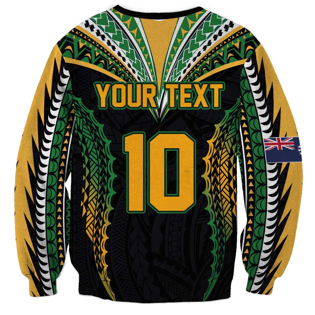 Custom Cook Islands Rugby League Sweatshirt Tatau Tribal Pattern-Special Edition Black Color