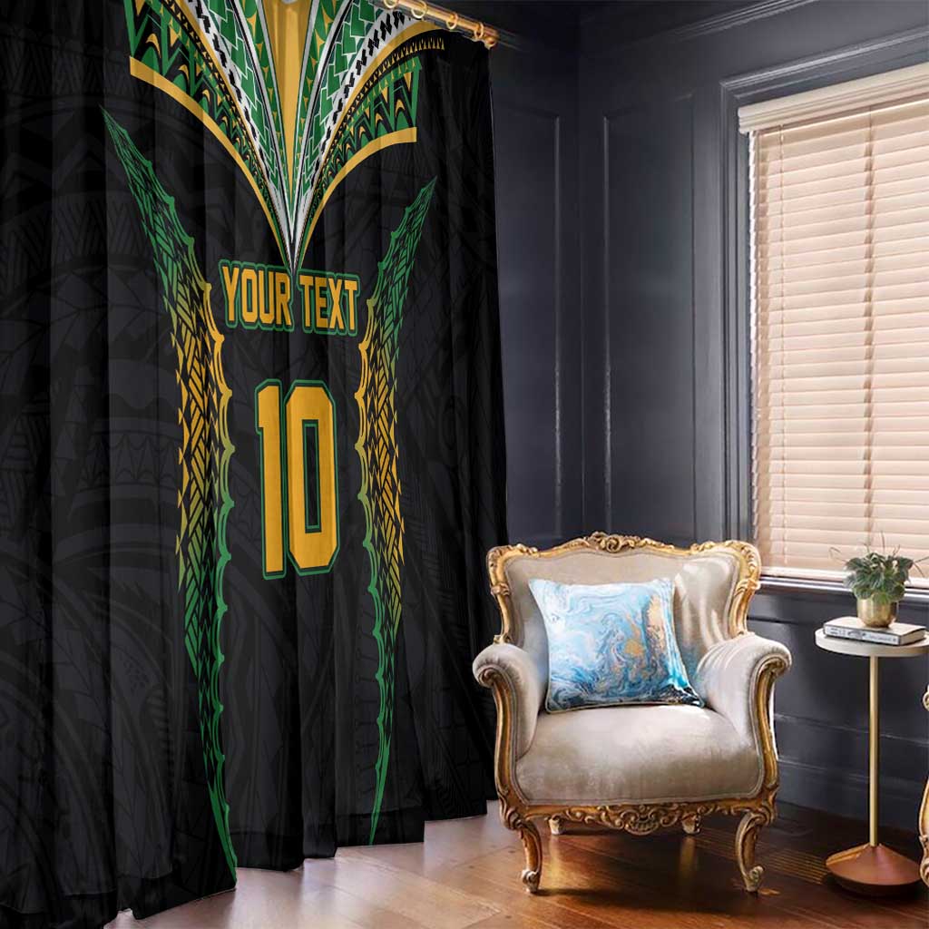 Custom Cook Islands Rugby League Window Curtain Tatau Tribal Pattern-Special Edition Black Color