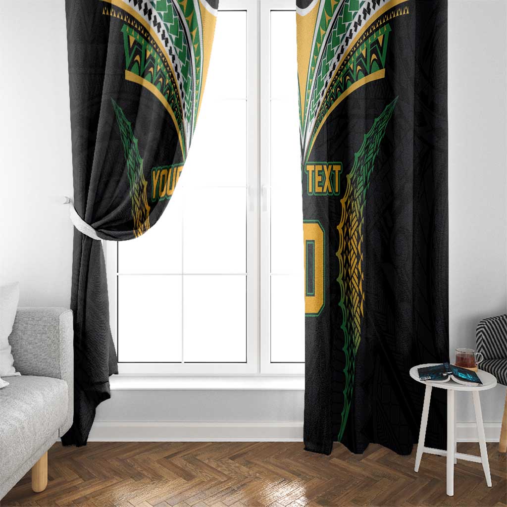 Custom Cook Islands Rugby League Window Curtain Tatau Tribal Pattern-Special Edition Black Color