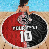 Custom Tonga and New Zealand Rugby Beach Blanket Maori Mix Ngatu Pattern