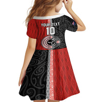 Custom Tonga and New Zealand Rugby Family Matching Off Shoulder Short Dress and Hawaiian Shirt Maori Mix Ngatu Pattern