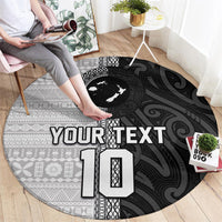 Custom Fiji and New Zealand Rugby Round Carpet Tapa Mix Maori Pattern