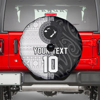 Custom Fiji and New Zealand Rugby Spare Tire Cover Tapa Mix Maori Pattern