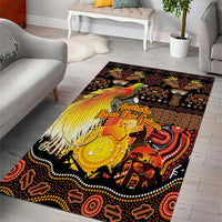 Australia and Papua New Guinea Together Area Rug Kangaroo Aboriginal Art and Bird-of-paradise Oro Tribal Motifs - Polynesian Pride