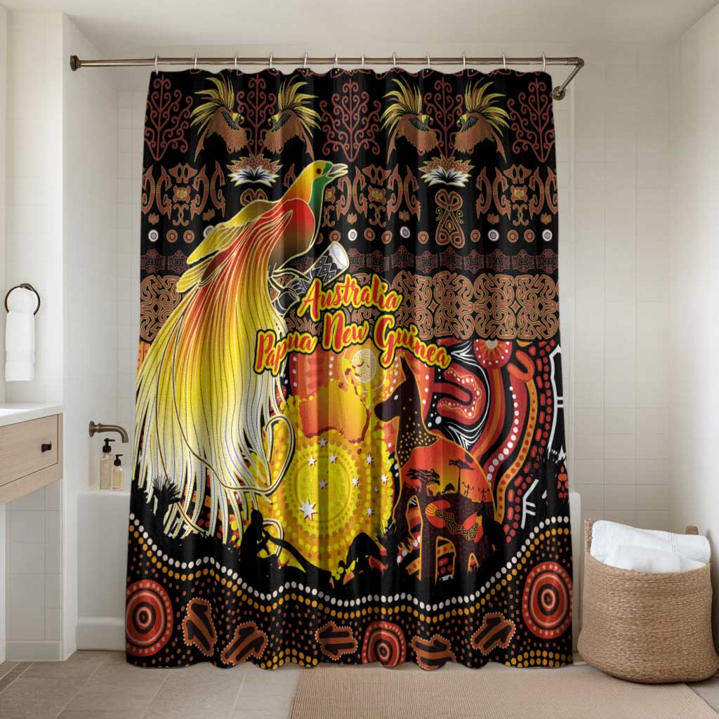 Australia and Papua New Guinea Together Bathroom Set Kangaroo Aboriginal Art and Bird-of-paradise Oro Tribal Motifs - Polynesian Pride