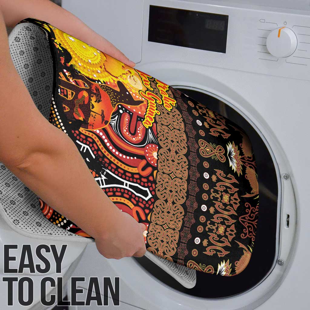 Australia and Papua New Guinea Together Bathroom Set Kangaroo Aboriginal Art and Bird-of-paradise Oro Tribal Motifs - Polynesian Pride