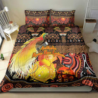 Australia and Papua New Guinea Together Bedding Set Kangaroo Aboriginal Art and Bird-of-paradise Oro Tribal Motifs - Polynesian Pride