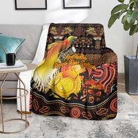 Australia and Papua New Guinea Together Blanket Kangaroo Aboriginal Art and Bird-of-paradise Oro Tribal Motifs - Polynesian Pride