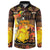 Personalized Australia and Papua New Guinea Together Button Sweatshirt Kangaroo Aboriginal Art and Bird-of-paradise Oro Tribal Motifs - Polynesian Pride