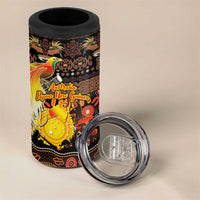 Personalized Australia and Papua New Guinea Together 4 in 1 Can Cooler Tumbler Kangaroo Aboriginal Art and Bird-of-paradise Oro Tribal Motifs - Polynesian Pride